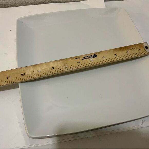 [3] Over and Back “Maison " WHITE PORCELAIN 10.5” SQUARE DINNER PLATES A20 - Picture 6 of 9